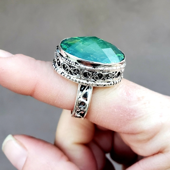 New Faceted Triplet Opal 925 Silver Ring. - Picture 11 of 16